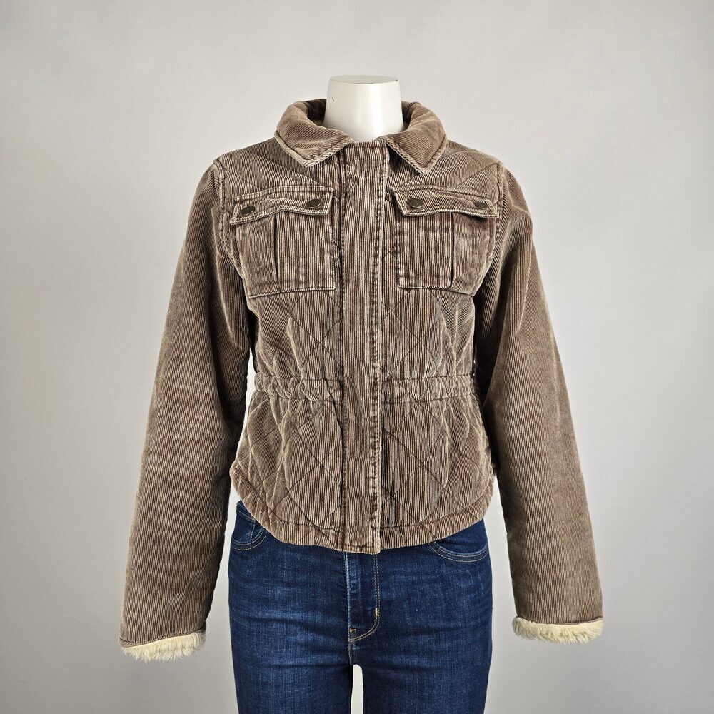 Giacca Brown Cotton Corduroy Zip Up Jacket Size M